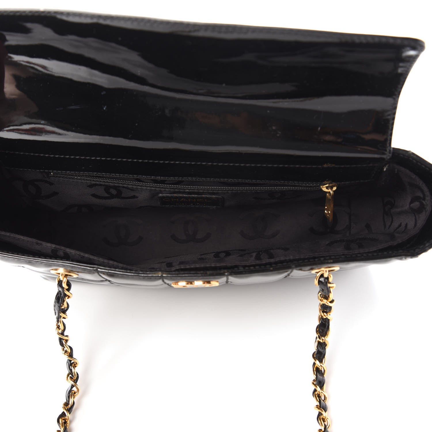 Chanel Patent Chocolate Bar CC Tote Black 5 of 10