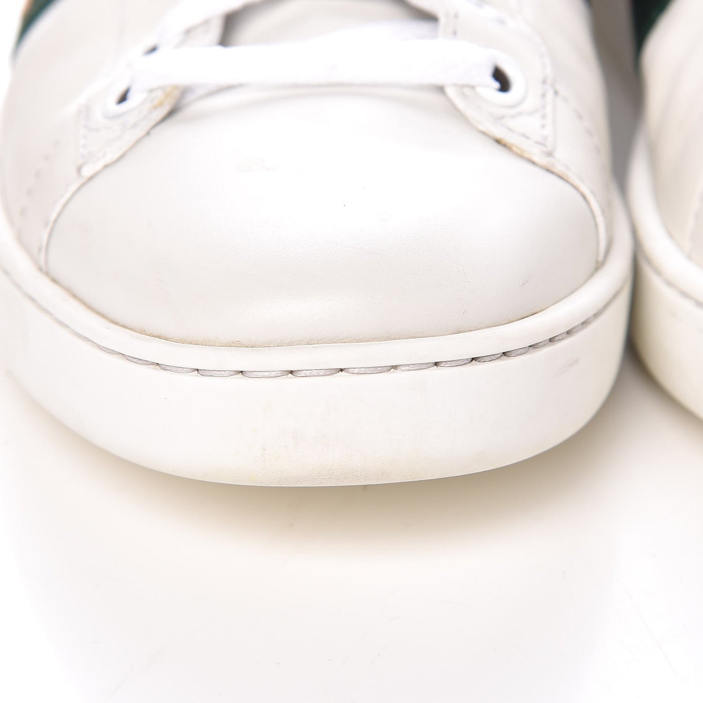 Calfskin Ayers Bee Embroidered Womens Ace Sneakers 37 White Green