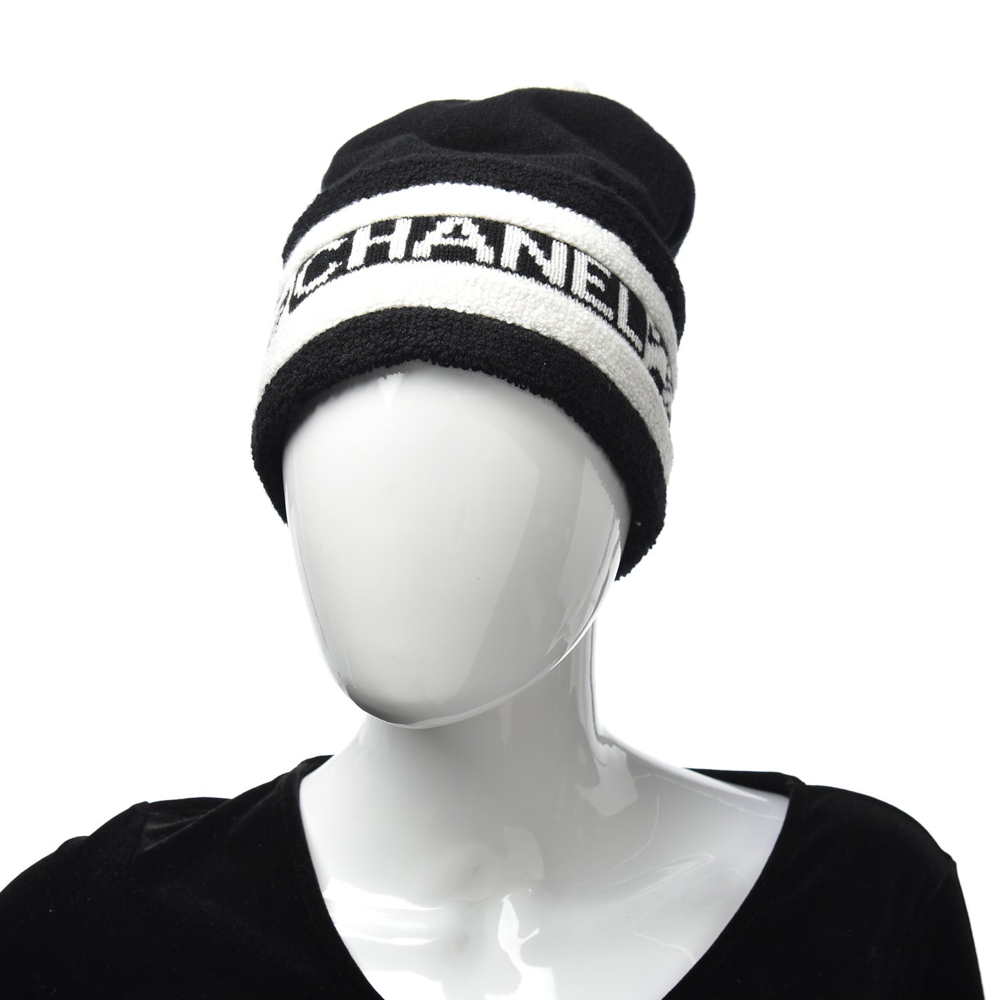 Cashmere CC Beanie Hat Ecru Black