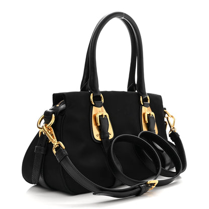 Prada Tessuto Nylon Soft Calfskin Shopping Satchel Black 3 of 10