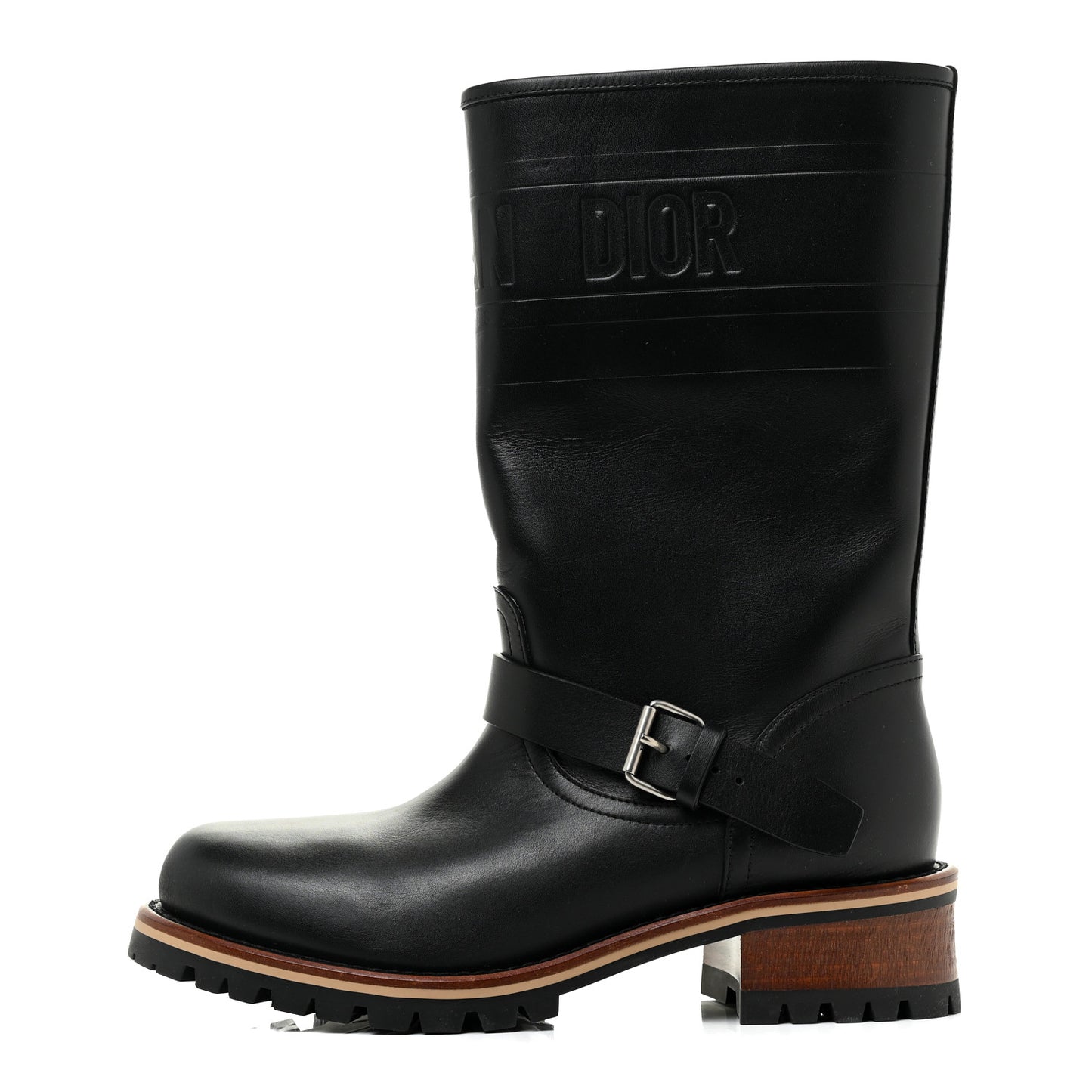 Calfskin Embossed Dior Quest 35mm Biker Boots 37 Black
