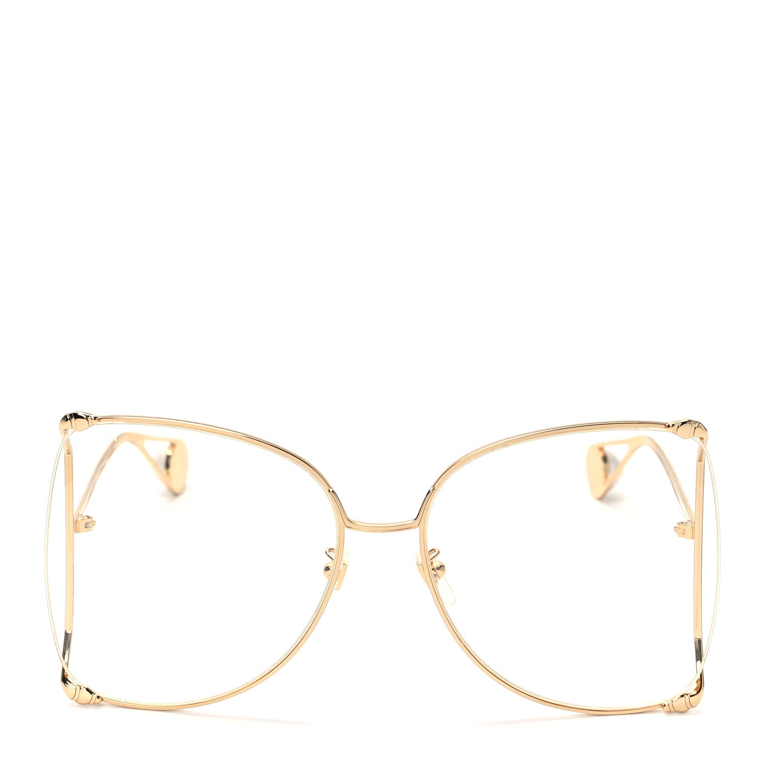 Gucci Metal Oversized Round Sunglasses GG0252S Gold 2 of 6