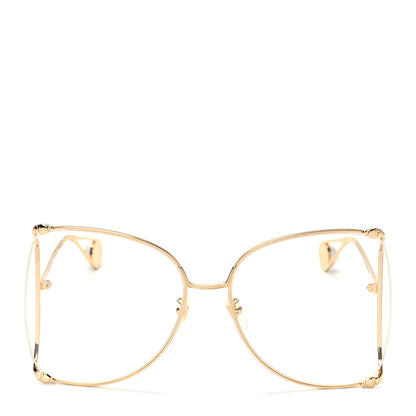 Gucci Metal Oversized Round Sunglasses GG0252S Gold 2 of 6