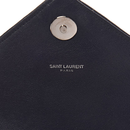 Saint Laurent Sheepskin Matelasse Chevron Monogram Medium College Bag Deep Marine 8 of 15