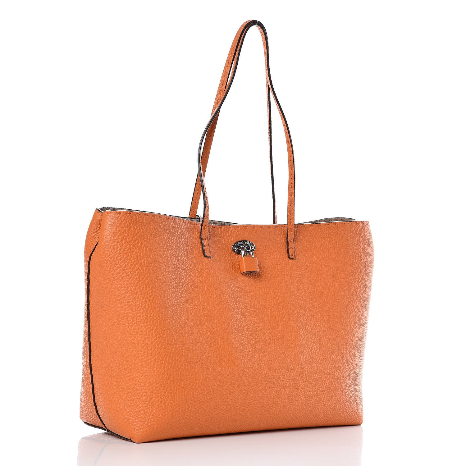Fendi Cuoio Romano Selleria Bi-Color Large Carla Shopping Tote Orange Stone 3 of 9