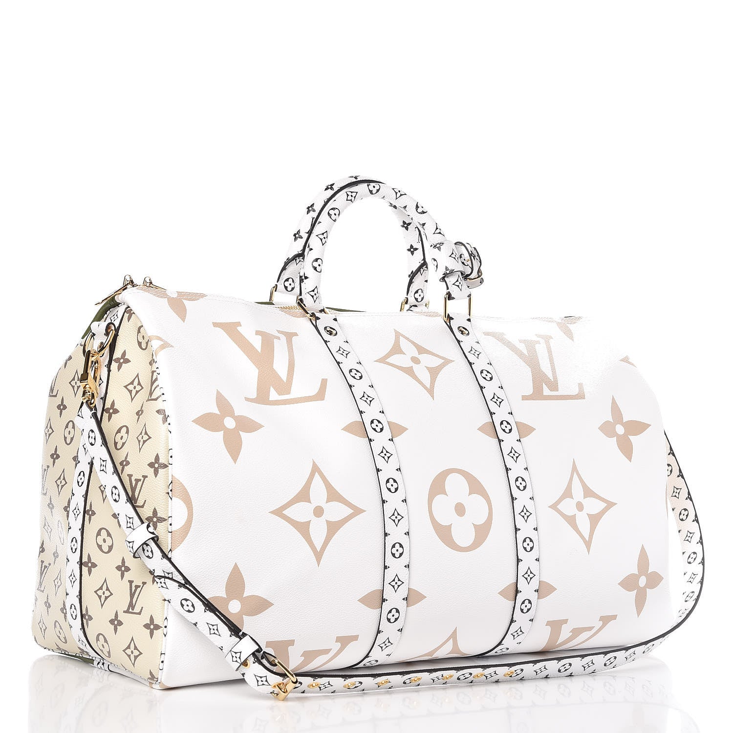 Louis Vuitton Monogram Giant Keepall Bandouliere 50 Kaki Beige 3 of 9