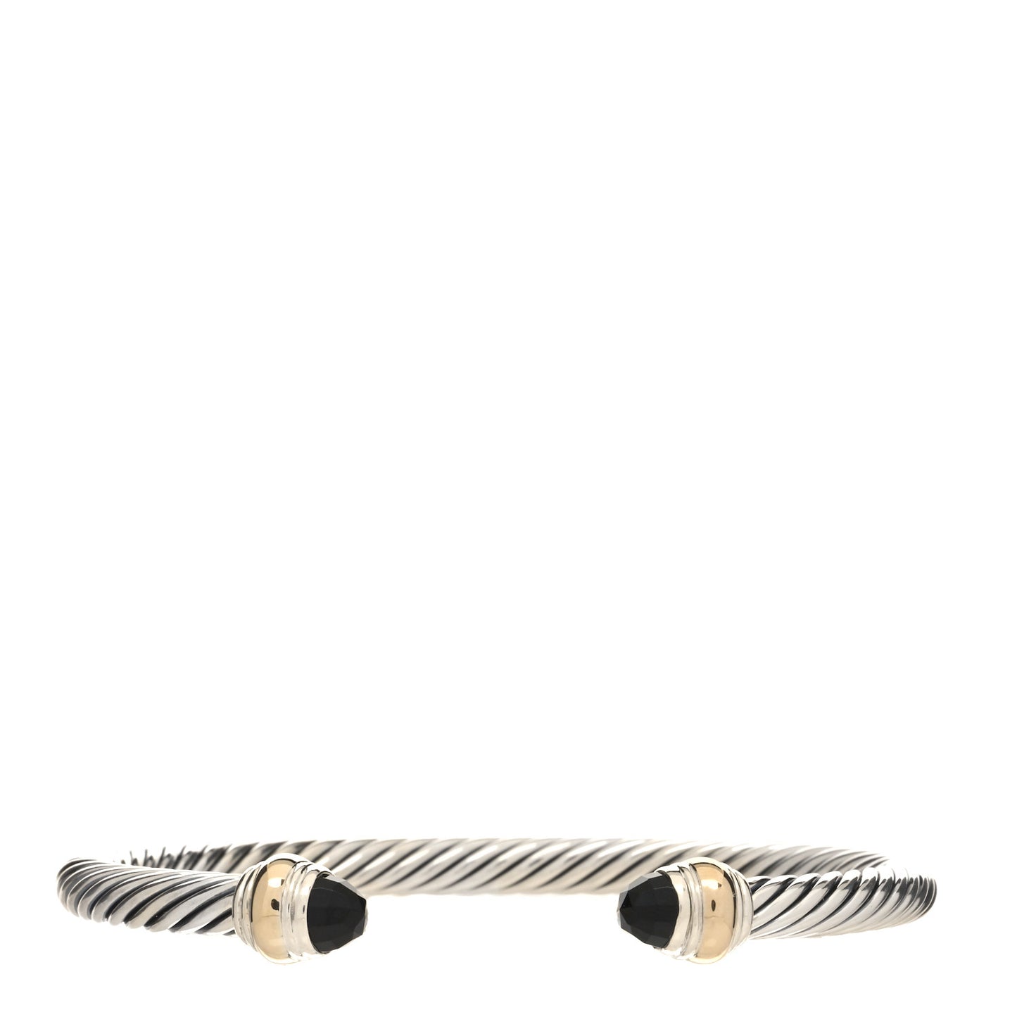 Sterling Silver 14K Yellow Gold Black Onyx 5mm Cable Classics Bracelet