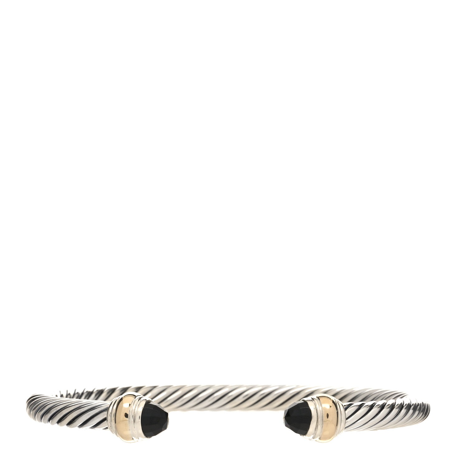 David Yurman Sterling Silver 14K Yellow Gold Black Onyx 5mm Cable Classics Bracelet 1 of 4