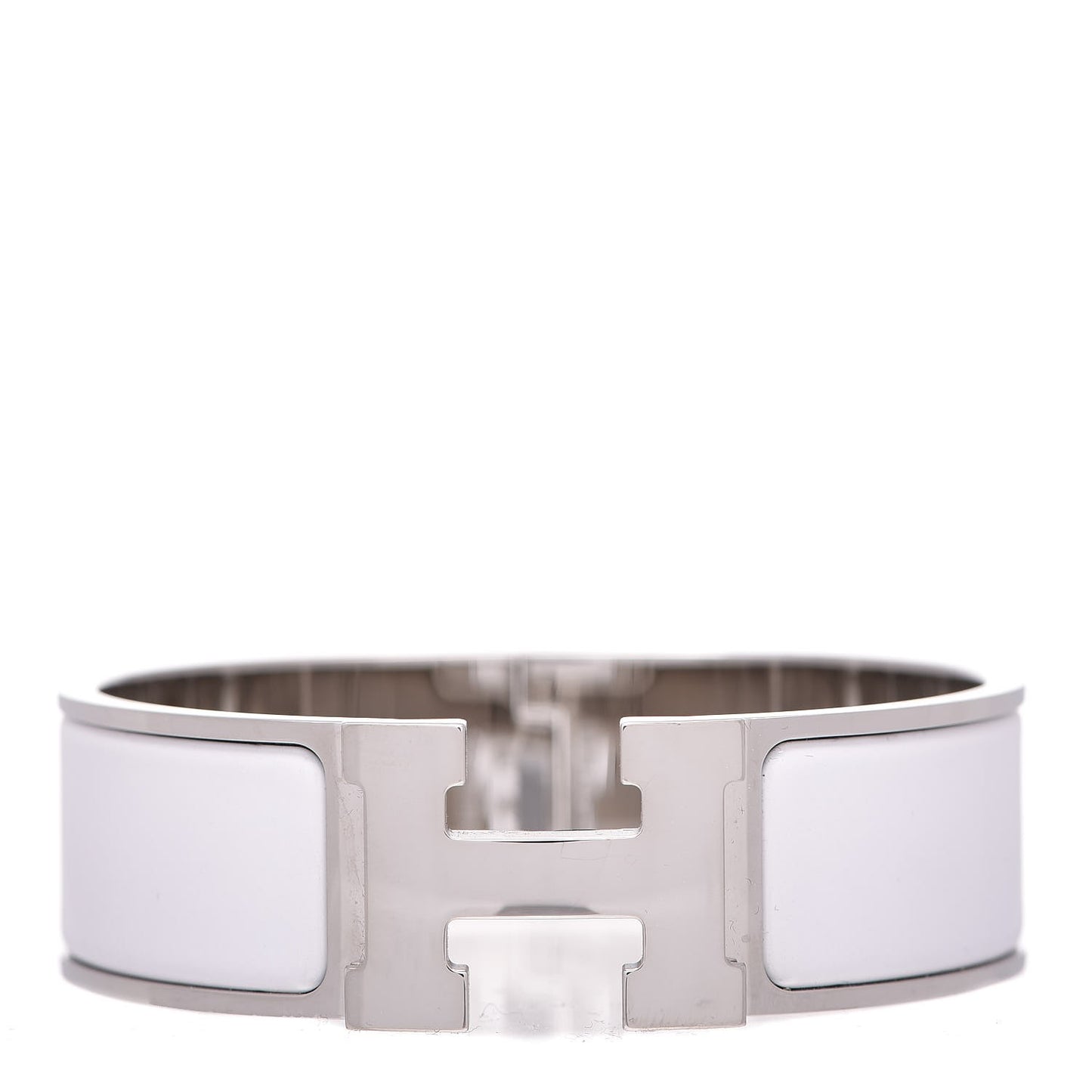 Enamel Wide Clic Clac H Bracelet GM White