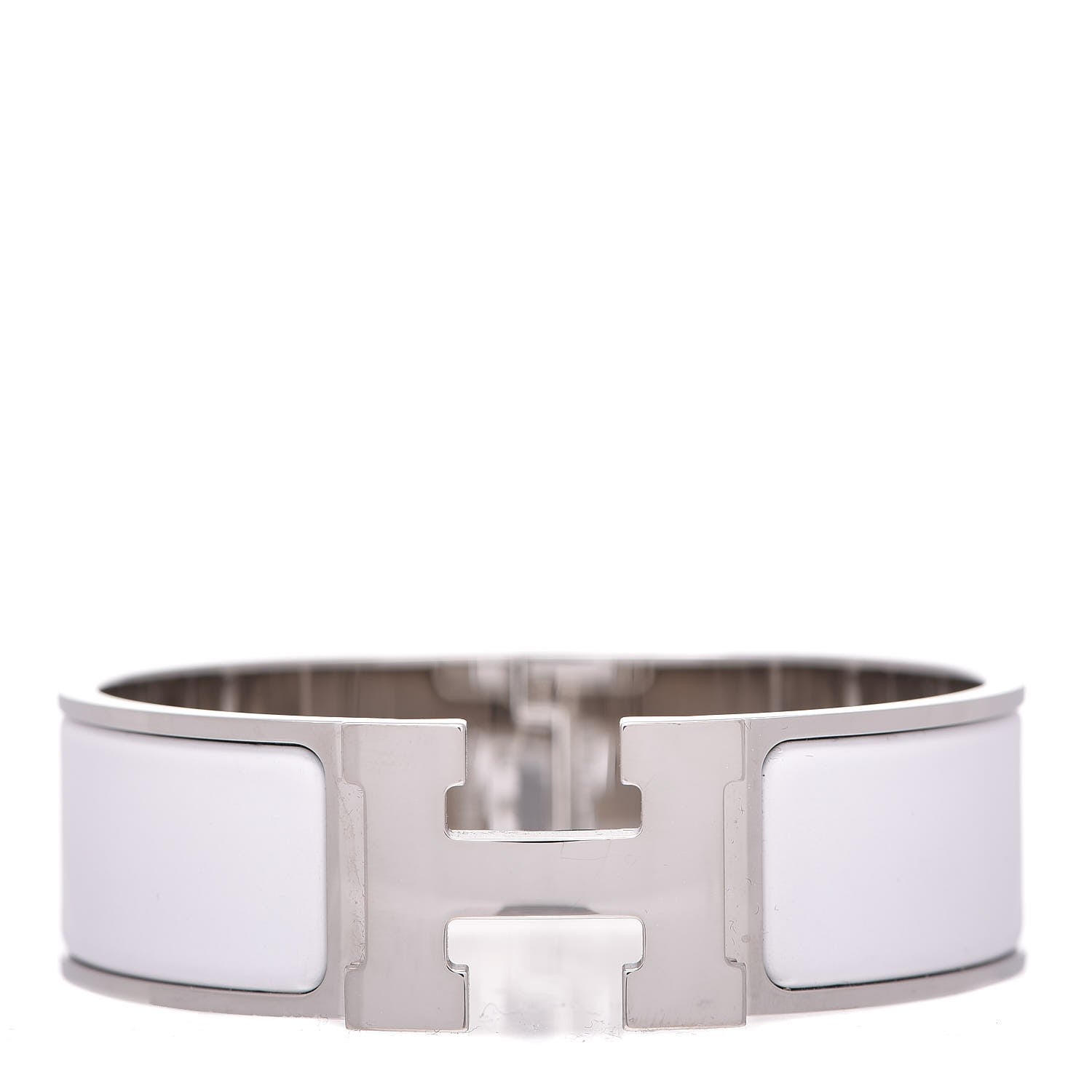 Hermes Enamel Wide Clic Clac H Bracelet GM White 1 of 5