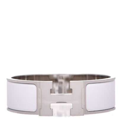 Hermes Enamel Wide Clic Clac H Bracelet GM White 1 of 5