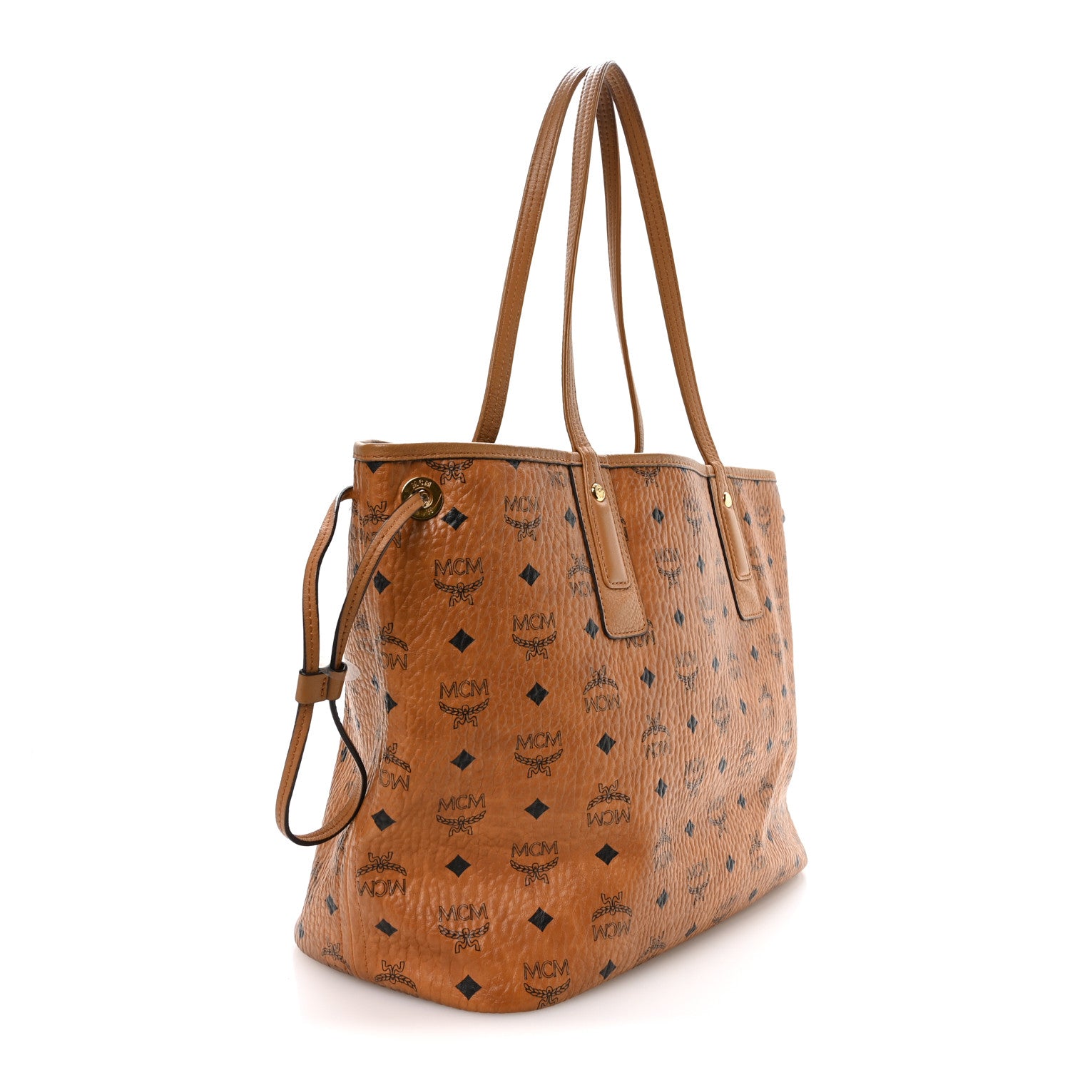 MCM Visetos Medium Liz Reversible Shopper Tote Cognac 4 of 16