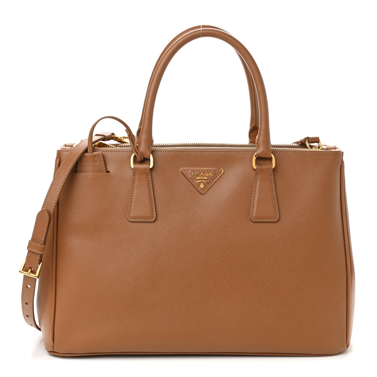 Prada Saffiano Medium Galleria Double Zip Tote Caramel 1 of 10