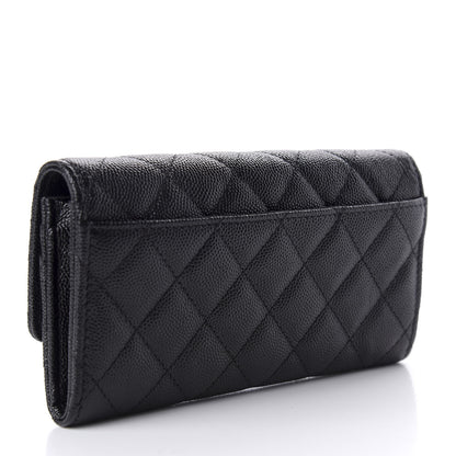 Chanel Caviar Quilted Large Golden Class Gusset Flap Wallet Black 3 of 7