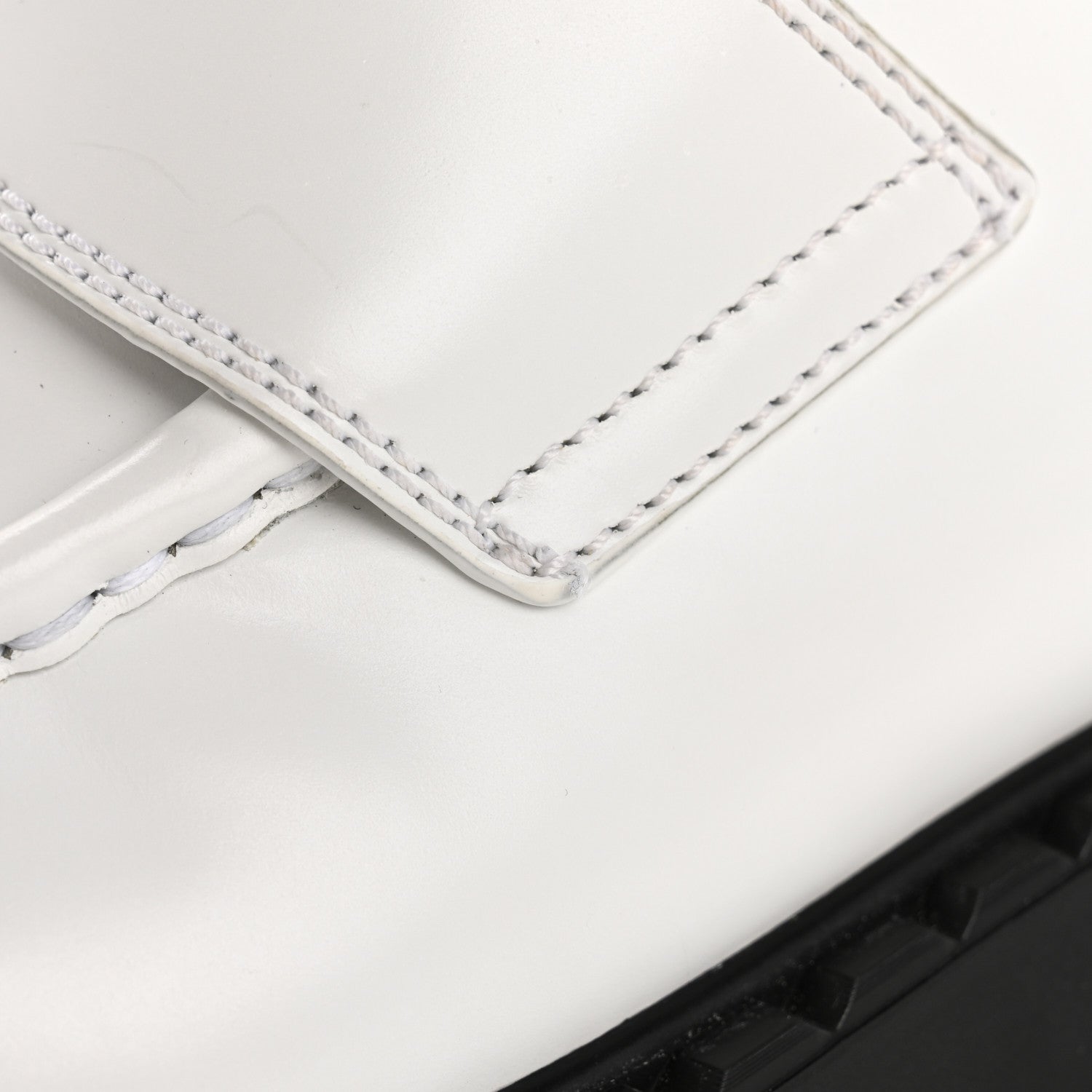 Prada Brushed Calfskin Metal Triangle Logo 20mm Loafers 39.5 White 12 of 13