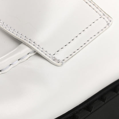 Prada Brushed Calfskin Metal Triangle Logo 20mm Loafers 39.5 White 12 of 13