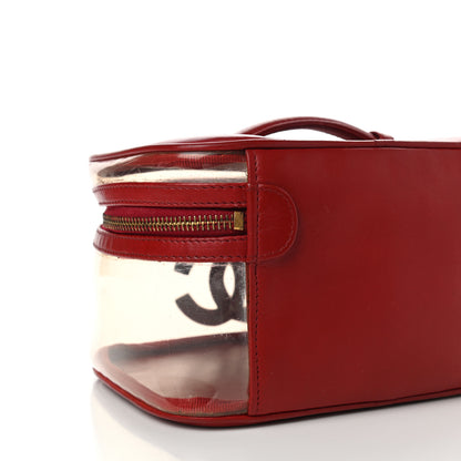 Chanel Calfskin PVC Vanity Cosmetic Case Red 11 of 22