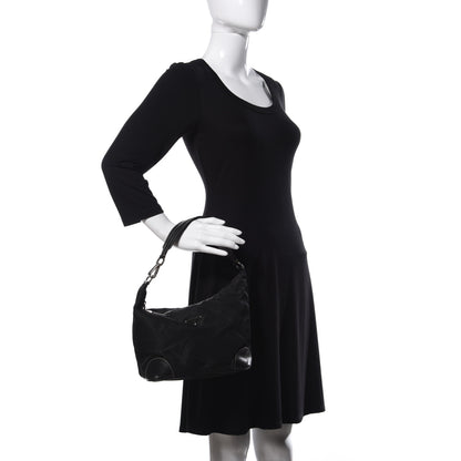 Prada Tessuto Nylon Vitello Daino Hobo Black 2 of 8