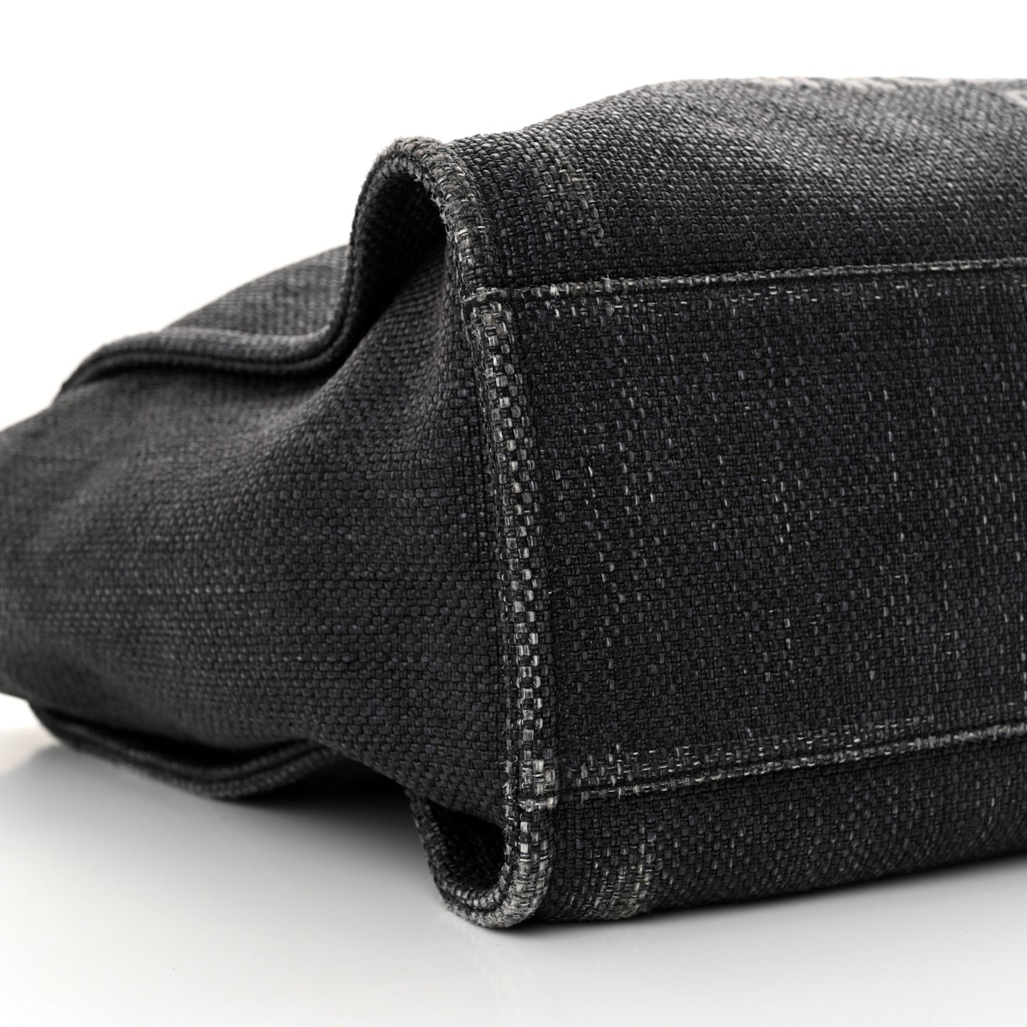 Woven Straw Raffia Large Deauville Tote Black