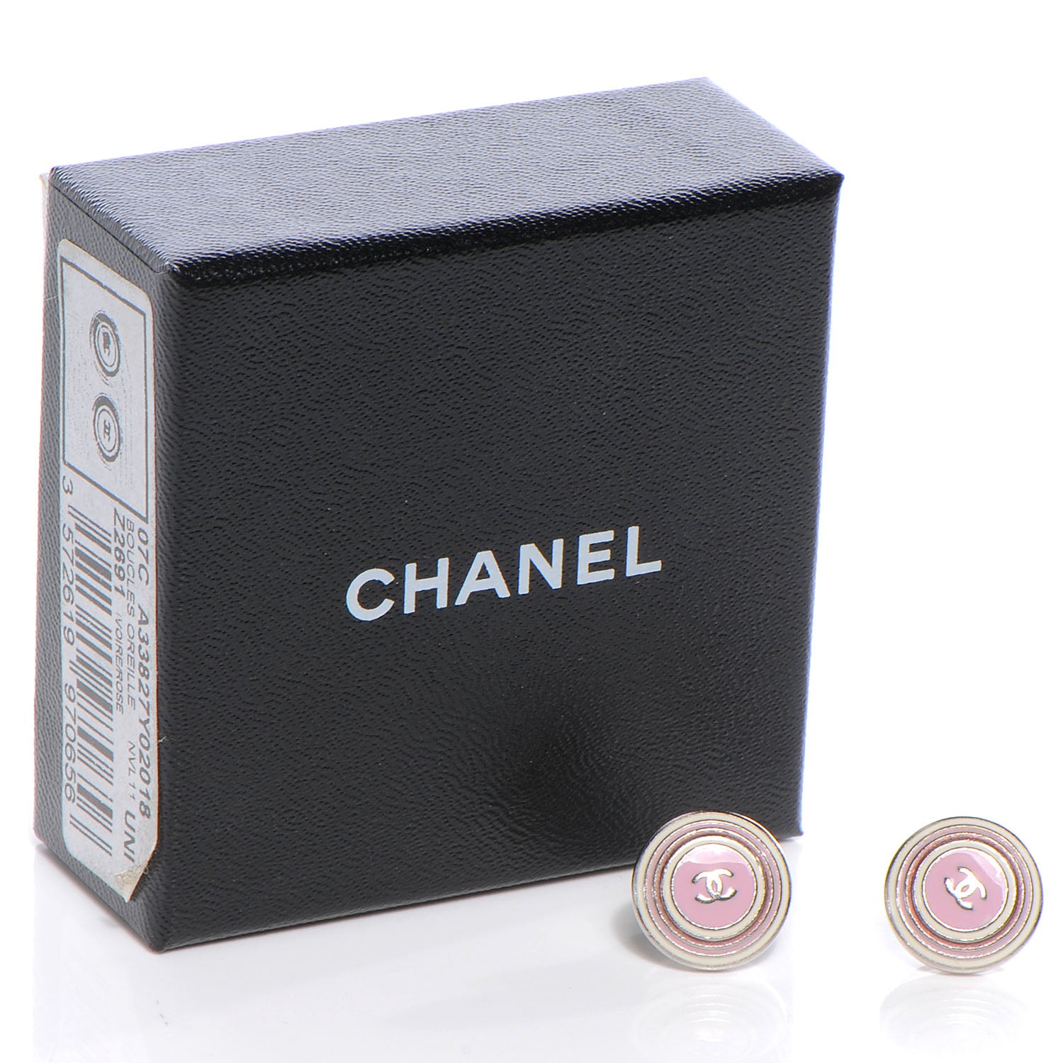 Chanel Enamel Round CC Earrings Pink 3 of 5
