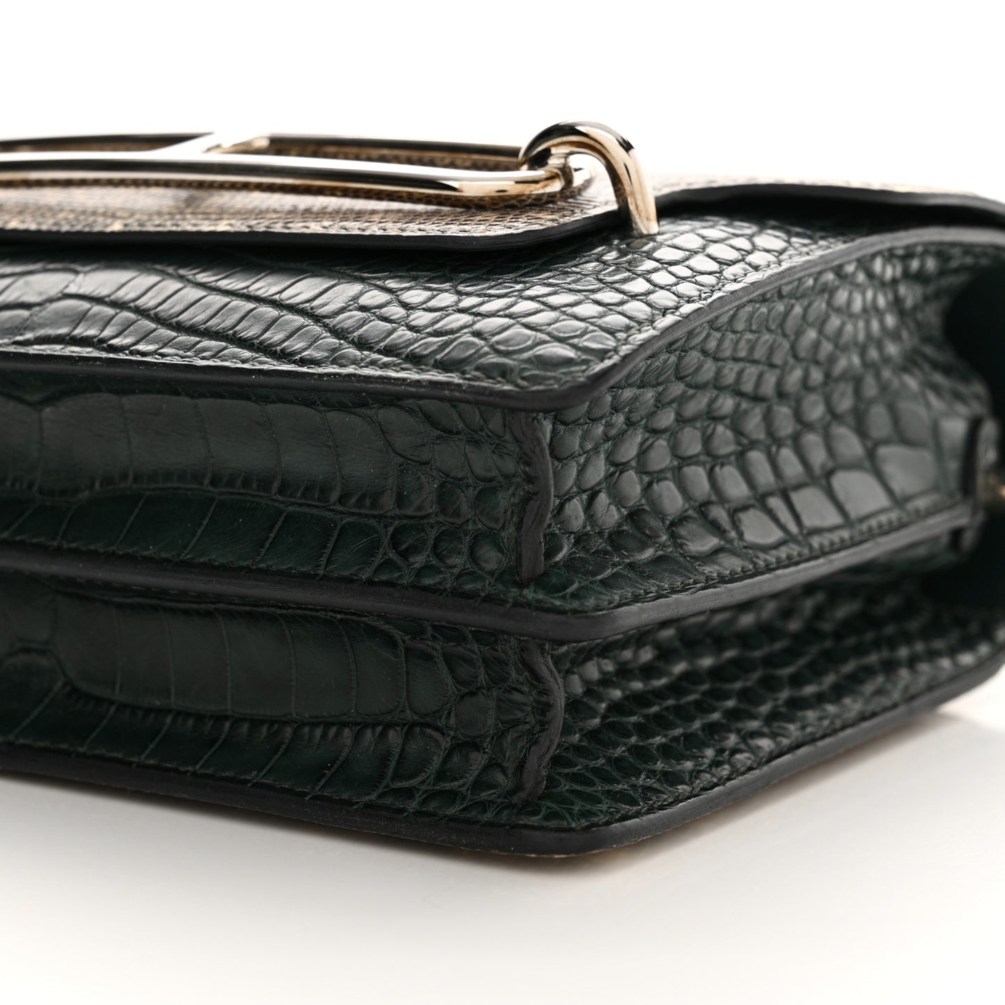 Matte Alligator Lizard Mini Sac Roulis Ombre Vert Fonce