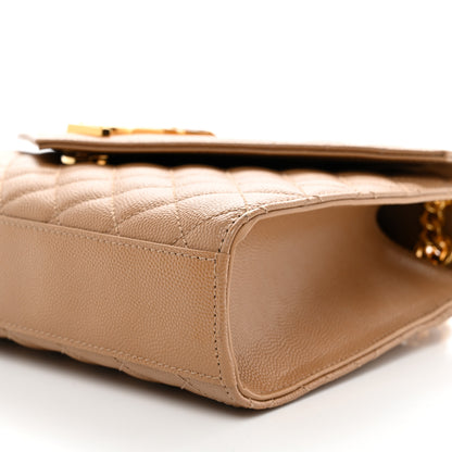 Saint Laurent Grain De Poudre Textured Mixed Matelasse Medium Triquilt Monogram Satchel Dark Cork 11 of 11