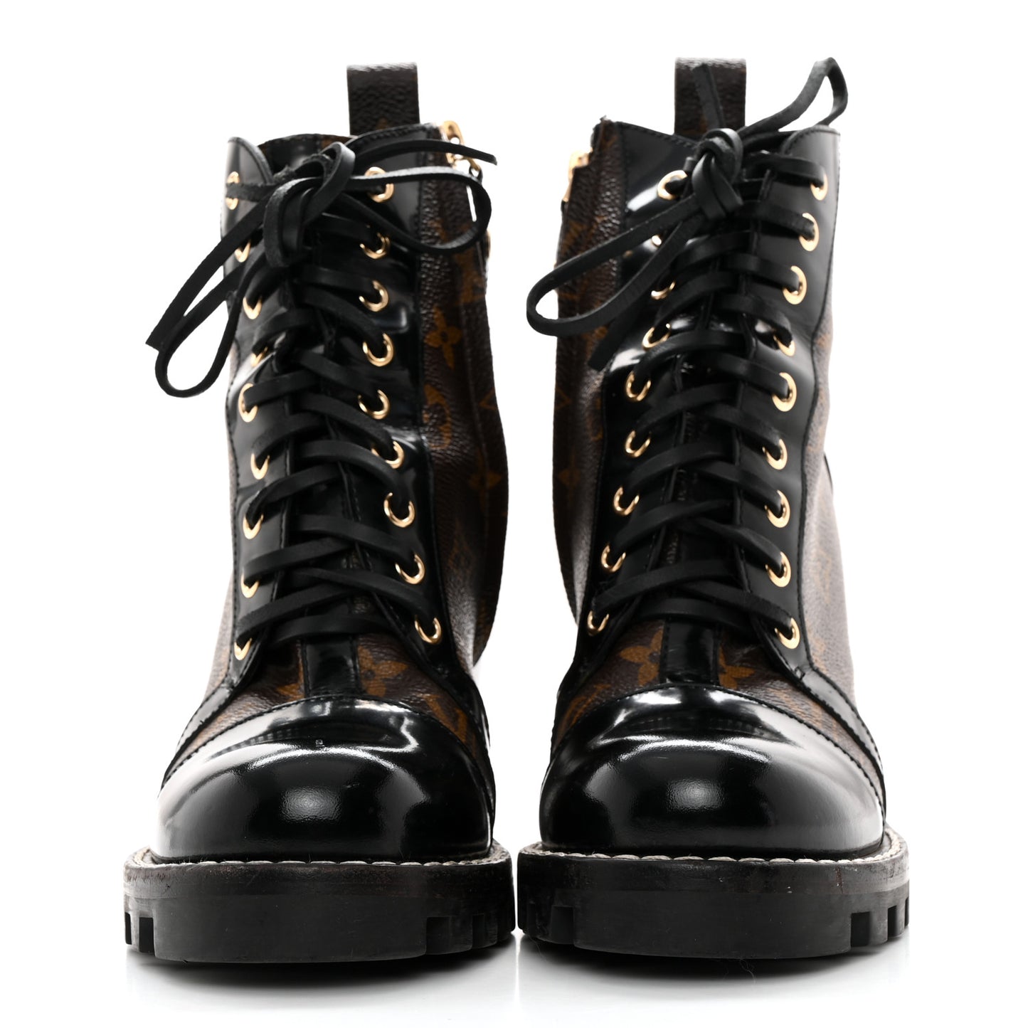 Patent Calfskin Monogram Star Trail Ankle Boots 37.5 Black