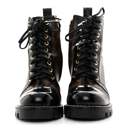 Louis Vuitton Patent Calfskin Monogram Star Trail Ankle Boots 37.5 Black 2 of 8
