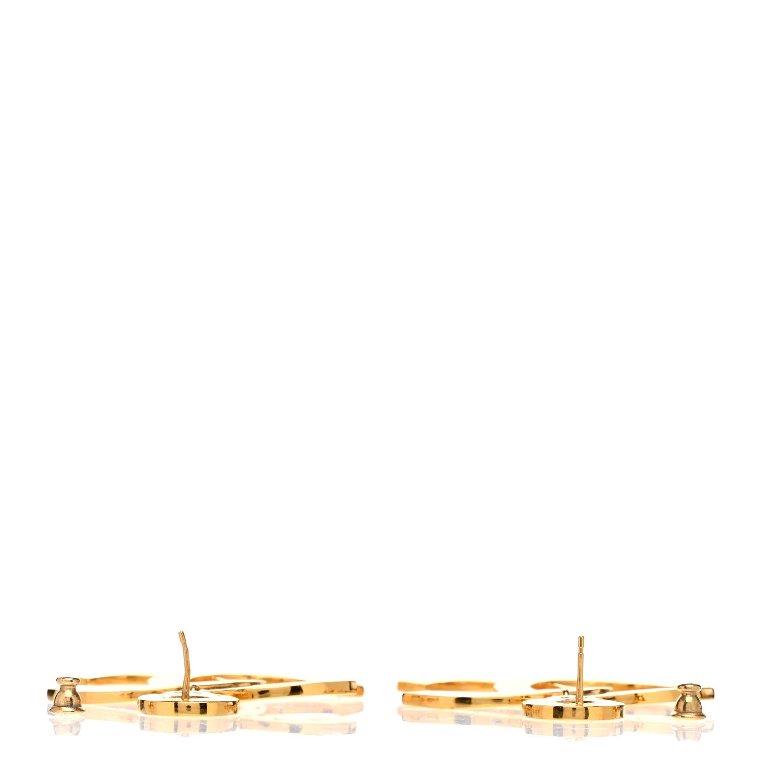 Chanel Metal Large Paris Button Earrings Gold 3 of 4