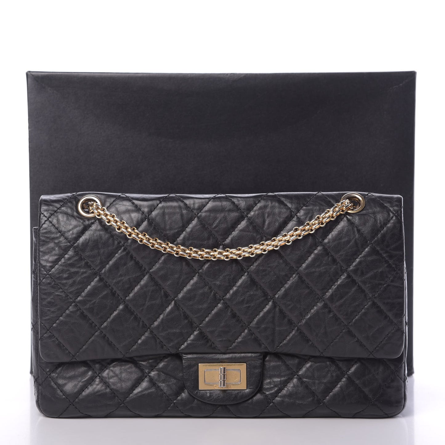 Aged Calfskin Quilted 2.55 Reissue 227 Flap Black