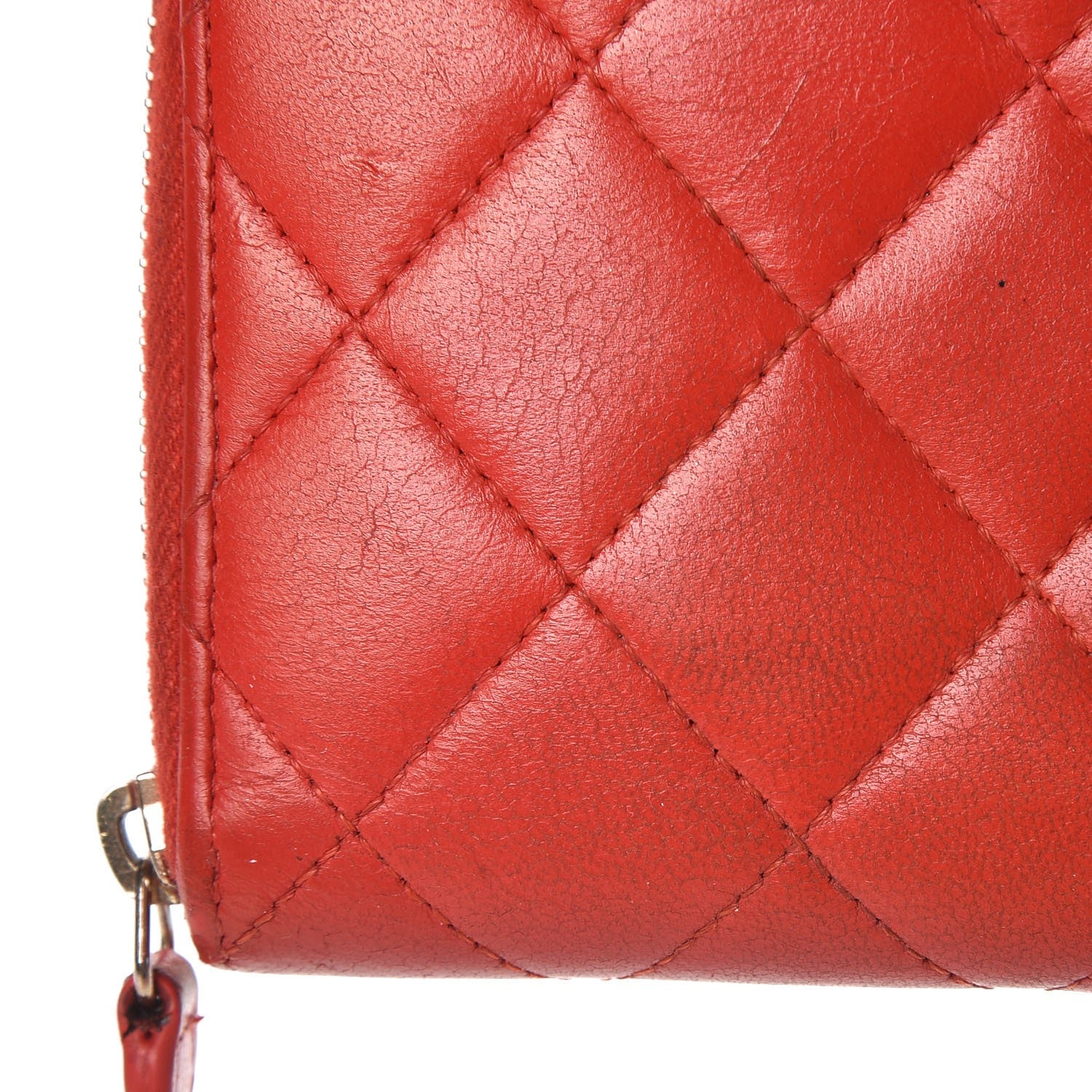 Chanel Lambskin Quilted Small Zip Around Wallet Red 14 of 14