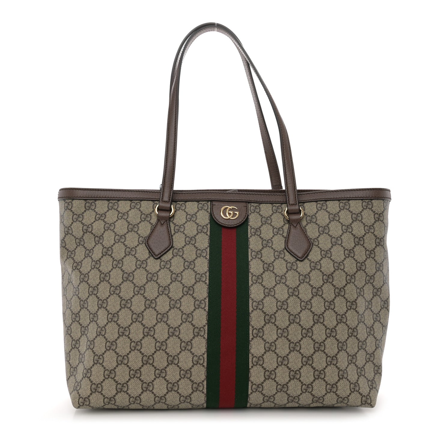 GG Supreme Monogram Medium Ophidia Shopping Tote Brown