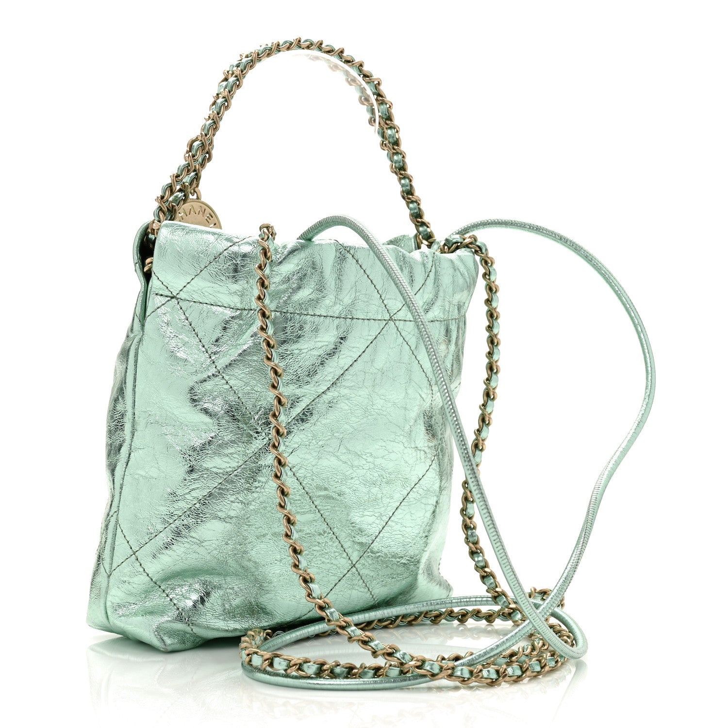 Chanel Metallic Calfskin Quilted Mini Chanel 22 Green 3 of 10