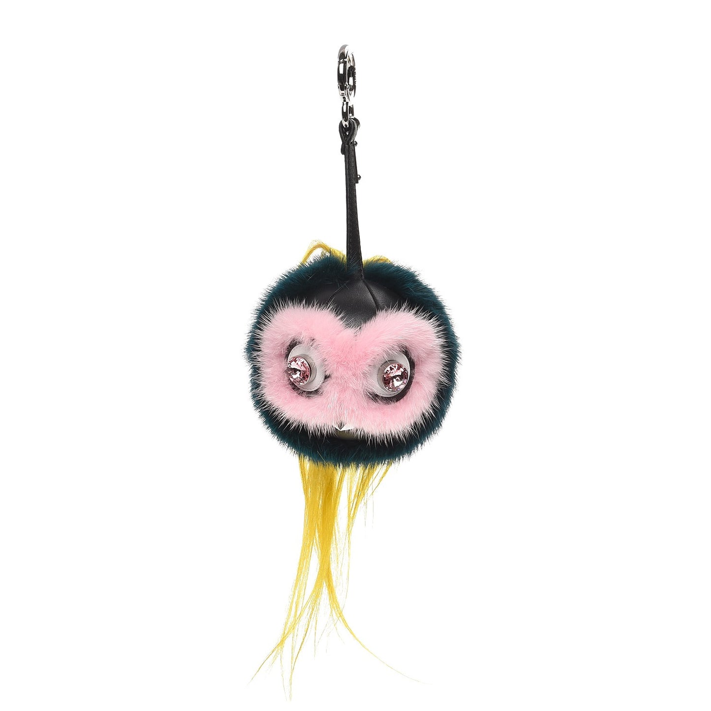 Mink Goat Fur QuTweet Jungle Bag Bug Charm Green Yellow Pink