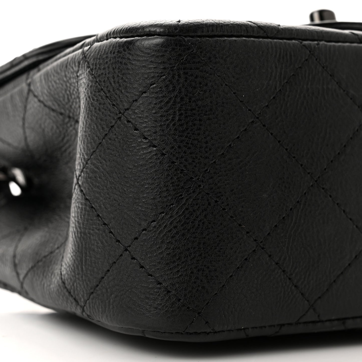Crumpled Calfskin Quilted Mini Square Flap So Black