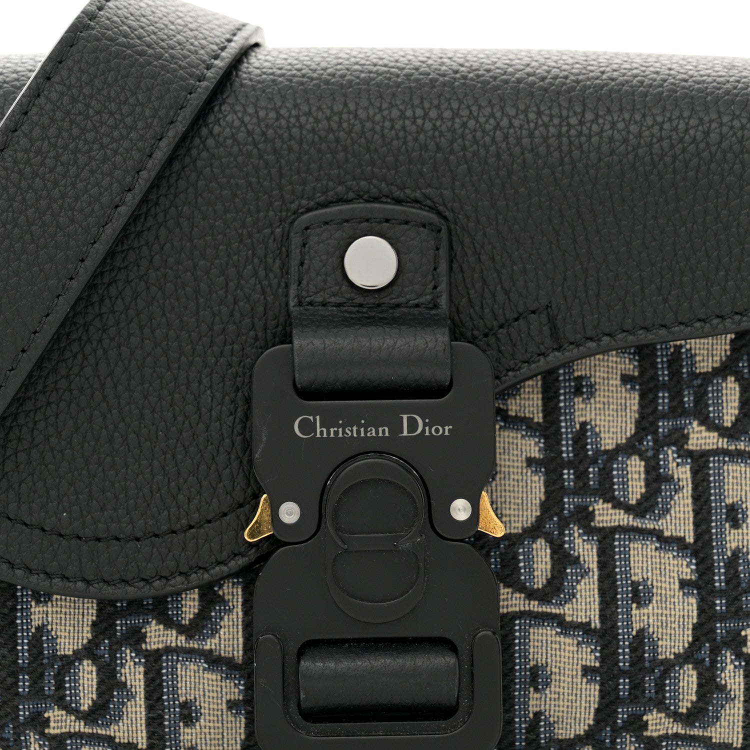 Christian Dior Grained Calfskin Oblique Saddle Messenger Black 8 of 12