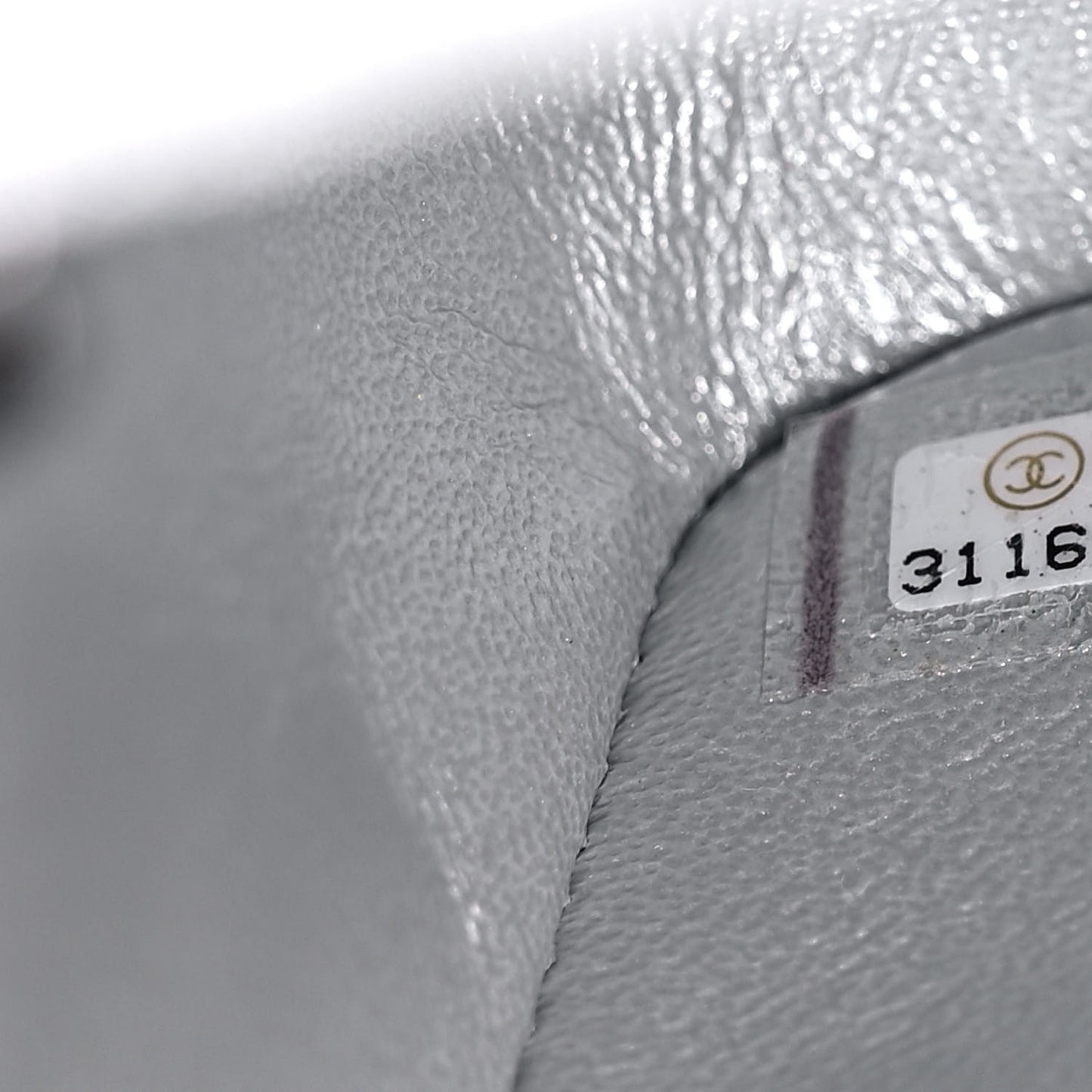 Metallic Lambskin Quilted Mini Square Flap Silver
