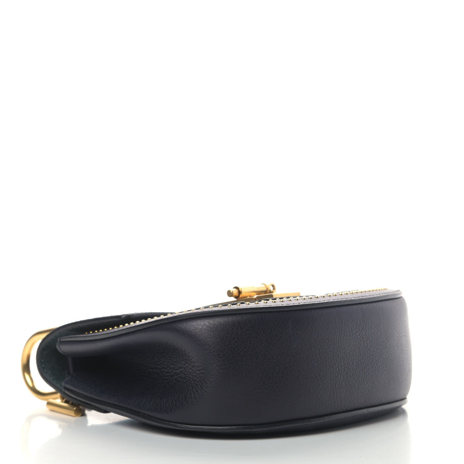 Chloe Suede Smooth Calfskin Studded Mini Drew Shoulder Bag Full Blue 3 of 7