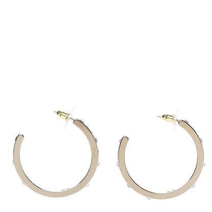 Chanel Metal Baguette Crystal Logo CC Hoop Earrings Gold 2 of 6