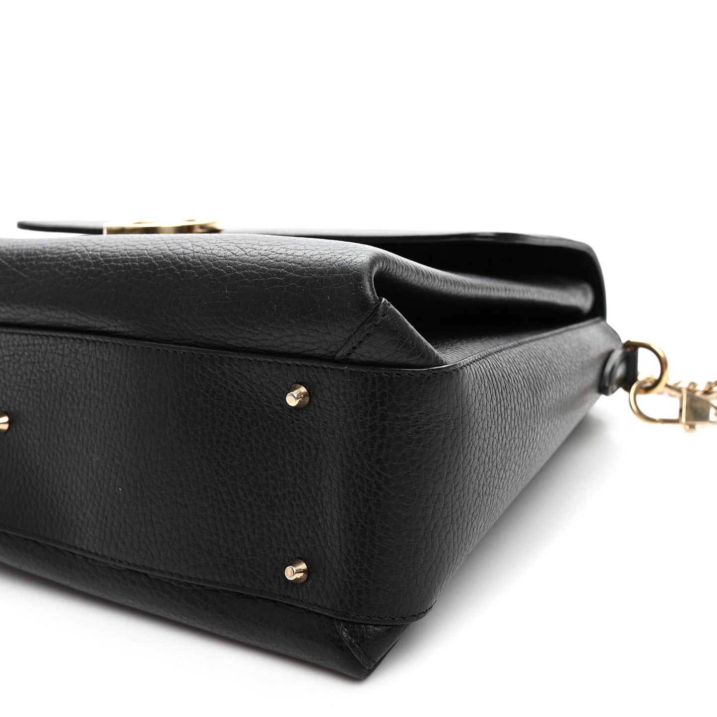 Dollar Calfskin Medium Interlocking G Top Handle Shoulder Bag Black