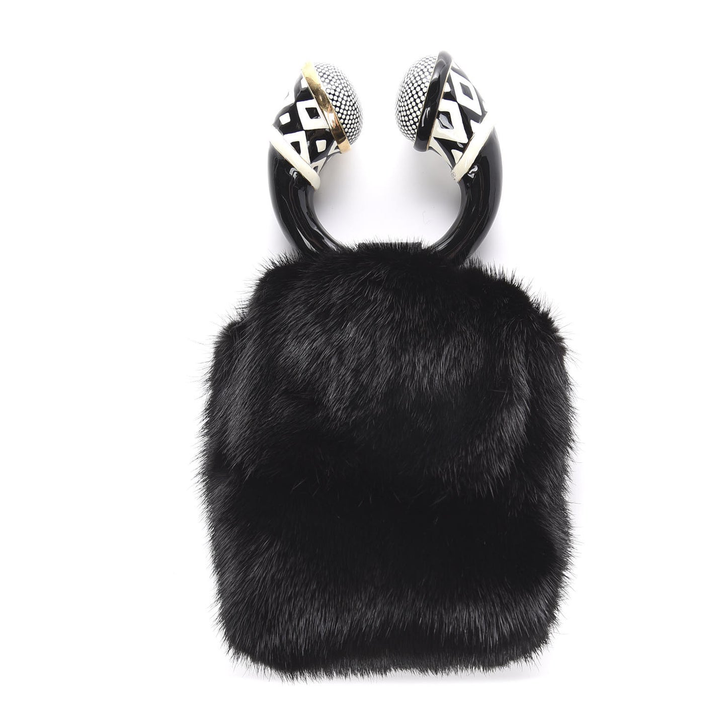 Mink Fur Bracelet Bag Black