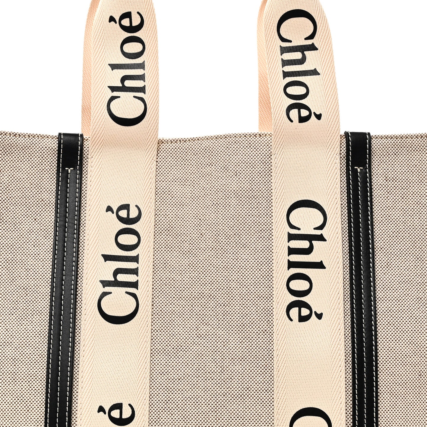 Cotton Calfskin Large Woody Ribbon Tote White Blue