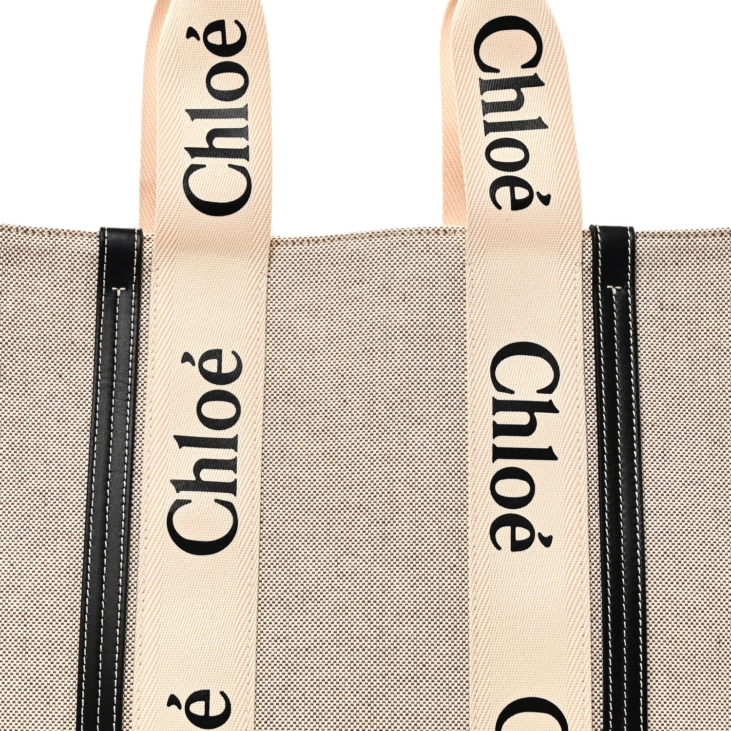 Chloe Cotton Calfskin Large Woody Ribbon Tote White Blue 7 of 9
