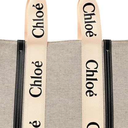 Chloe Cotton Calfskin Large Woody Ribbon Tote White Blue 7 of 9