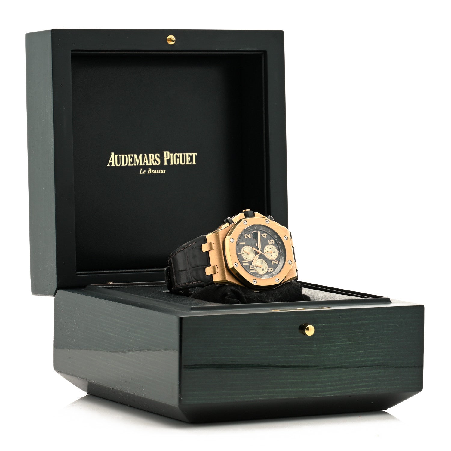 Audemars Piguet 18K Rose Gold Alligator 42mm Royal Oak Offshore Chronograph Automatic Watch Grey 26470OR.OO.A125CR.01 5 of 5