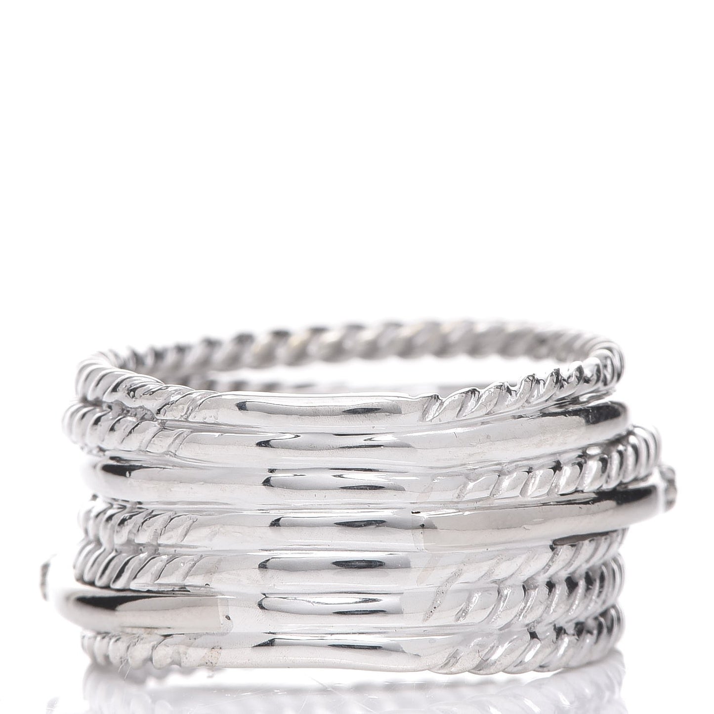 Sterling Silver 14K White Gold Diamond 11mm Wide Crossover Cable Ring 52 6