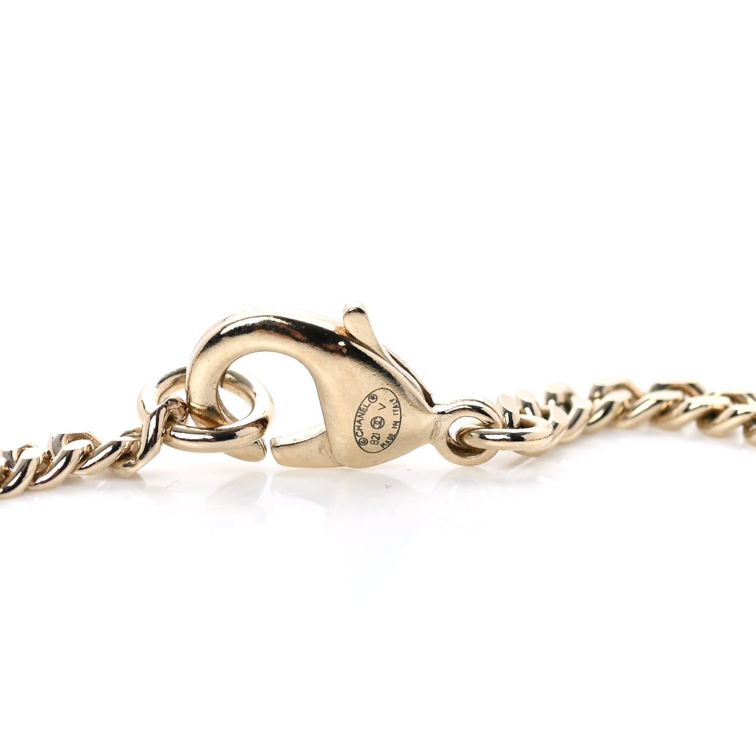 Chanel Crystal Dog Tag Charm Necklace Gold 4 of 6