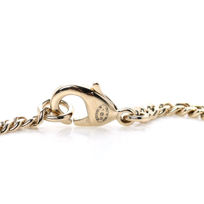 Chanel Crystal Dog Tag Charm Necklace Gold 4 of 6
