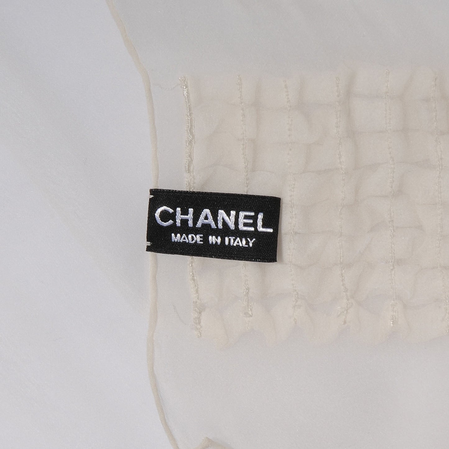 Silk Camellia Scarf White Cream