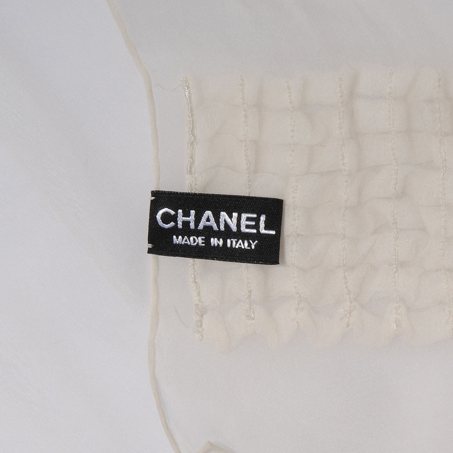 Chanel Silk Camellia Scarf White Cream 4 of 5